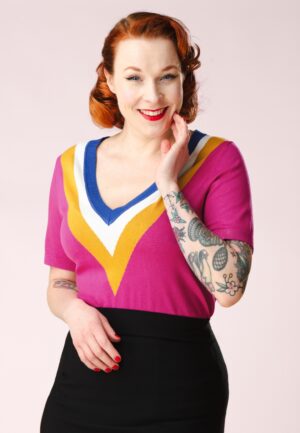 Veronica V-Neck top in fuchsia
