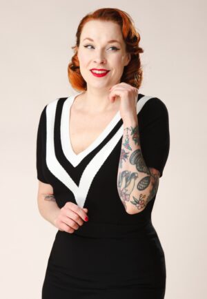 Veronica V-Neck top in zwart