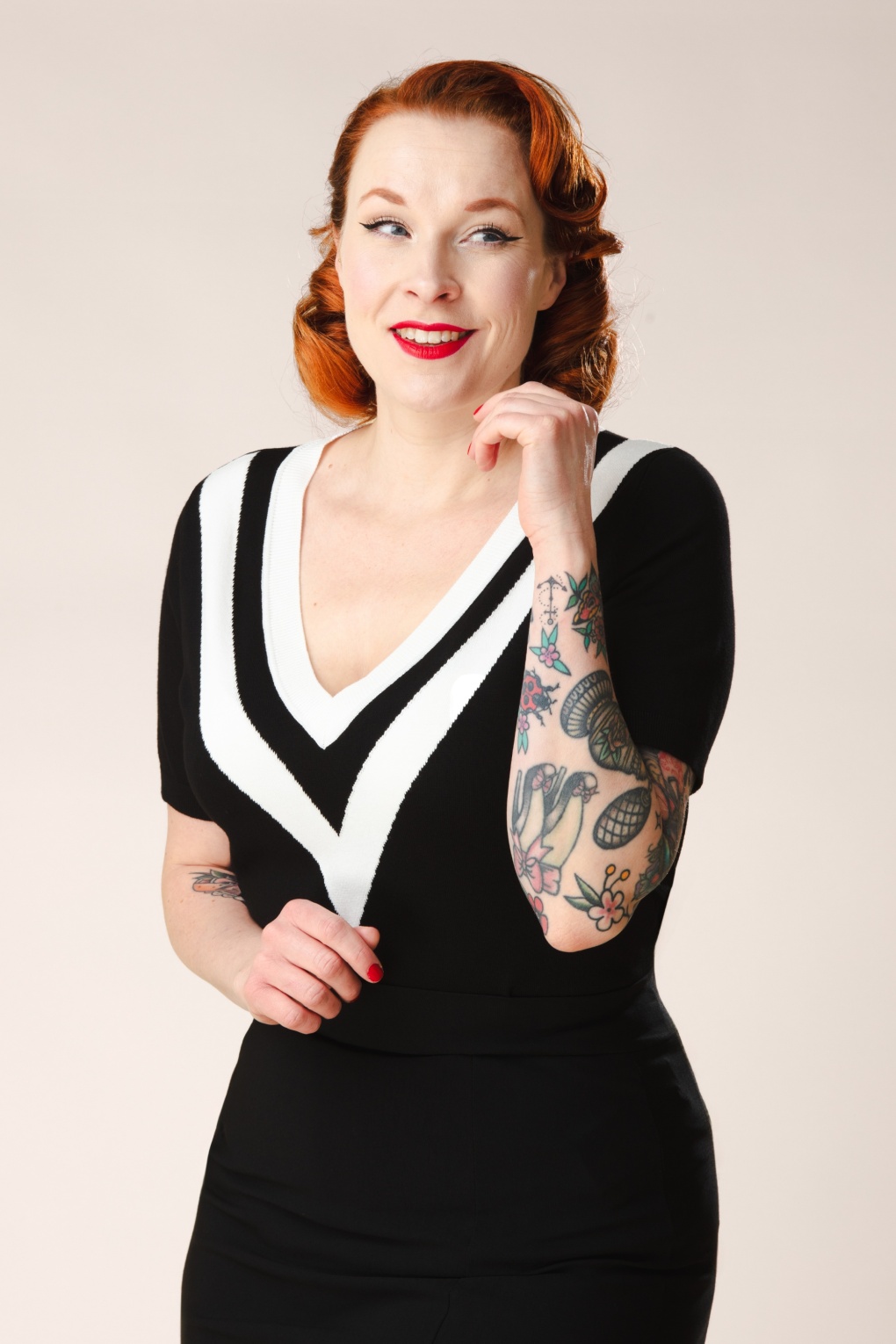 Veronica V-Neck top in zwart
