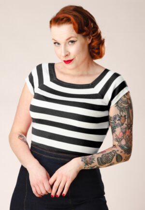 Kaylie Two Tone top in zwart en wit