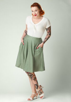 Topvintage exclusive ~ Betty gingham swing rok in groen en wit