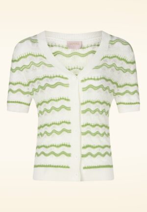 Topvintage exclusive ~ Daisy vest in wit en groen