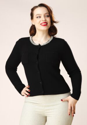 Topvintage exclusive ~ Gaby pearl vest in zwart