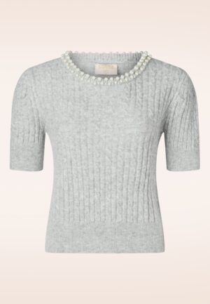 Topvintage exclusive ~ Eliza Pearl top in grijs