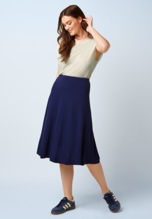 Juno Milano Crepe midi rok in beacon blauw