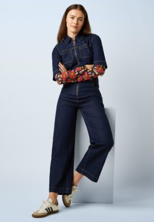 Zip Onyx jumpsuit in diep blauw denim