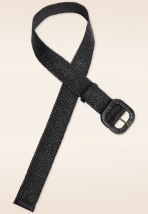 Raffia riem in zwart