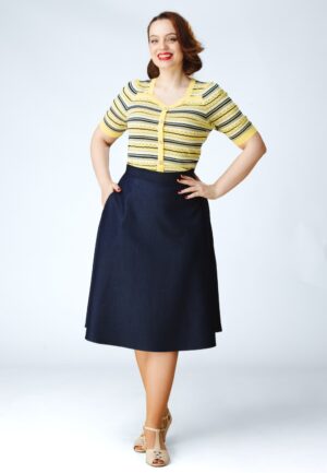 Topvintage exclusive ~ Sylvie a-lijn rok in marineblauw