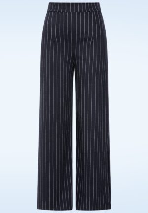 Topvintage exclusive ~ Bonnie pinstripe pantalon in marineblauw