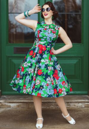 Botanical Beauty swing jurk in groen en multi