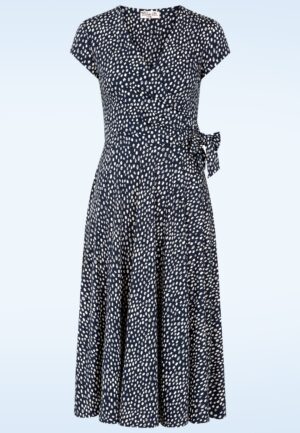 Topvintage exclusive ~ Layla Cross Over Dress in navy en gebroken wit