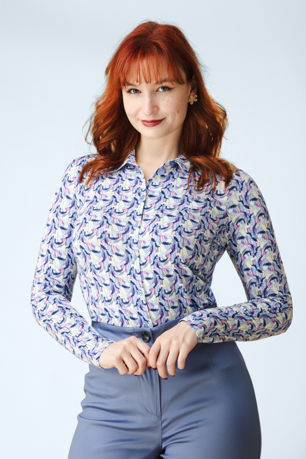 Sara lange mouw blouse in blauw