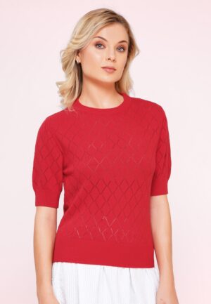 Ivy katoenen gebreide top in rood