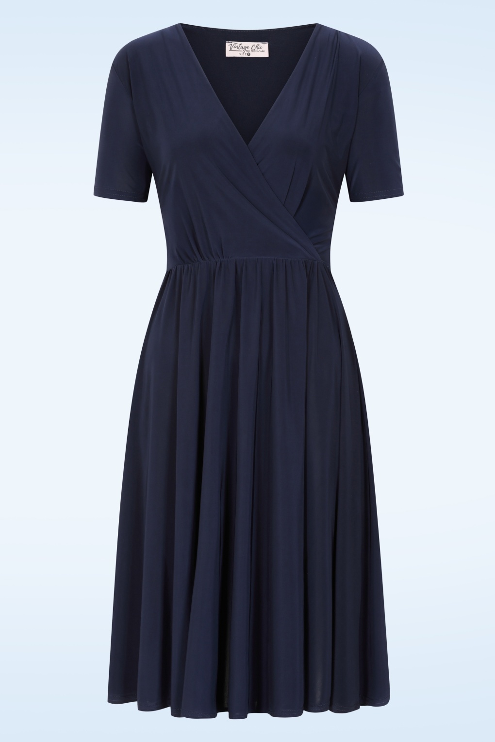 Topvintage exclusive ~ Marina slinky swing jurk in marineblauw