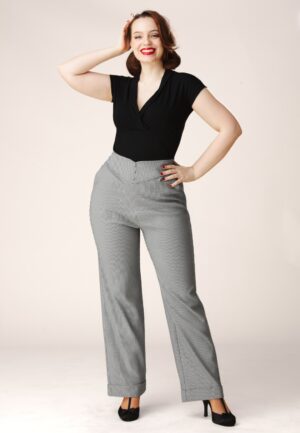 Topvintage exclusive ~ Adeline pied de poule pantalon in zwart en wit