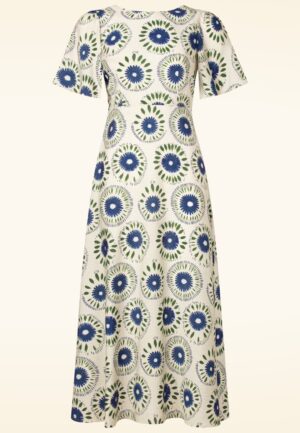 Rene Flower maxi jurk in crème en multi