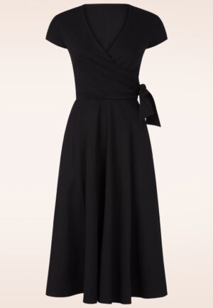 Topvintage exclusive ~ Layla viscose overslag jurk in zwart