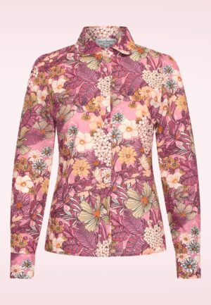 Mucha Flowers Plumeti blouse in roze