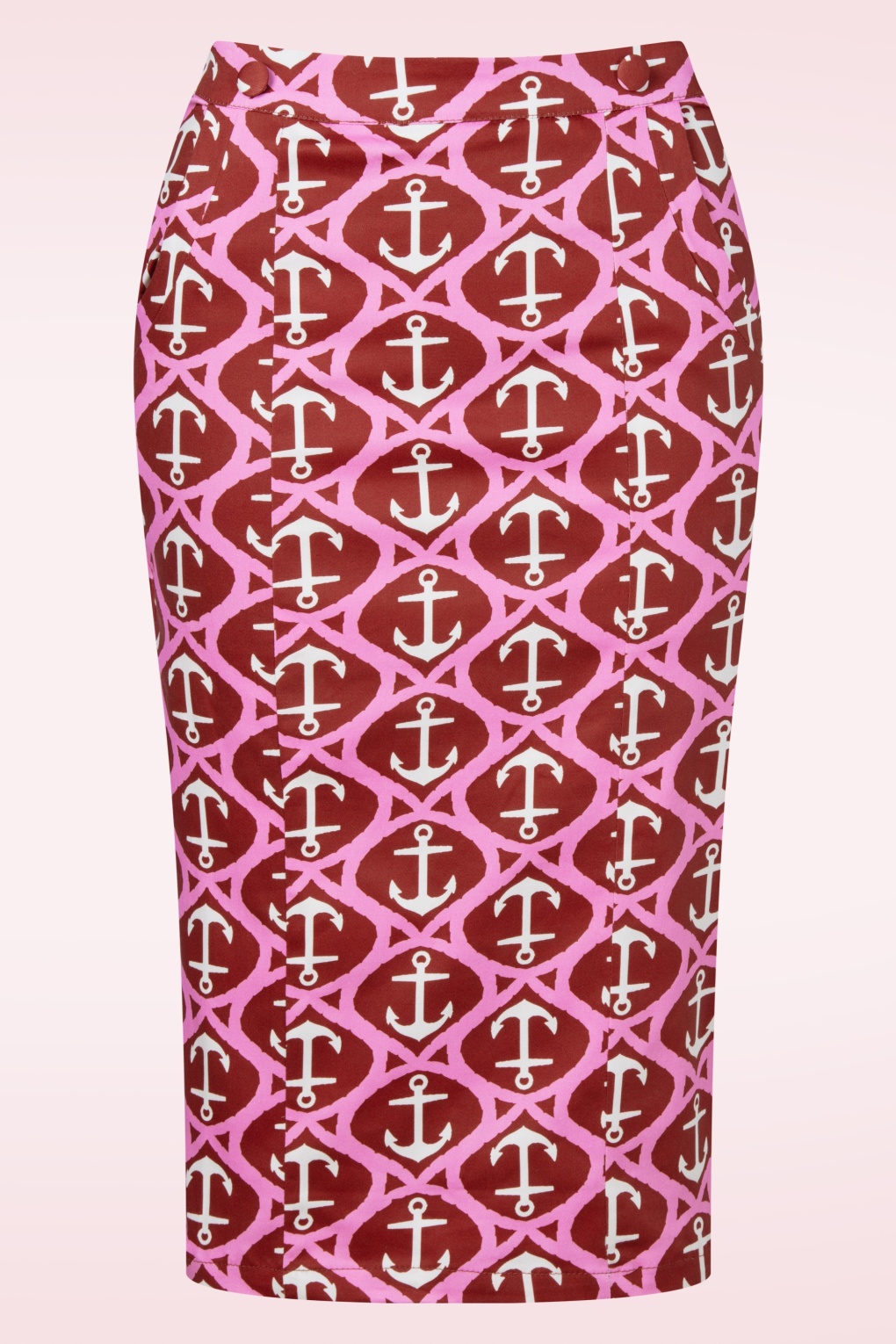 Topvintage exclusive - Anchor Muse pencil rok in rood en roze