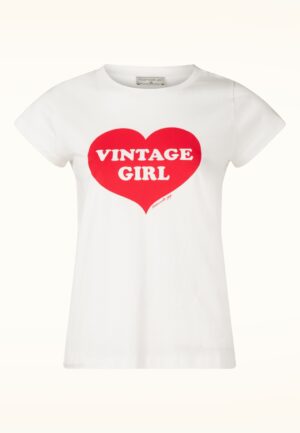 Vintage Girl Cotton T-shirt in ecru