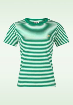 Endless Horizon Striped Cotton T-shirt in groen en wit