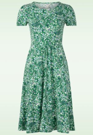April Woodland Floral Cotton jurk in groen
