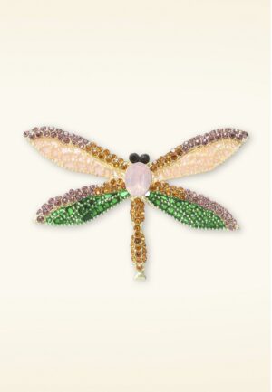 Sparkly Dragonfly broche in roze en groen