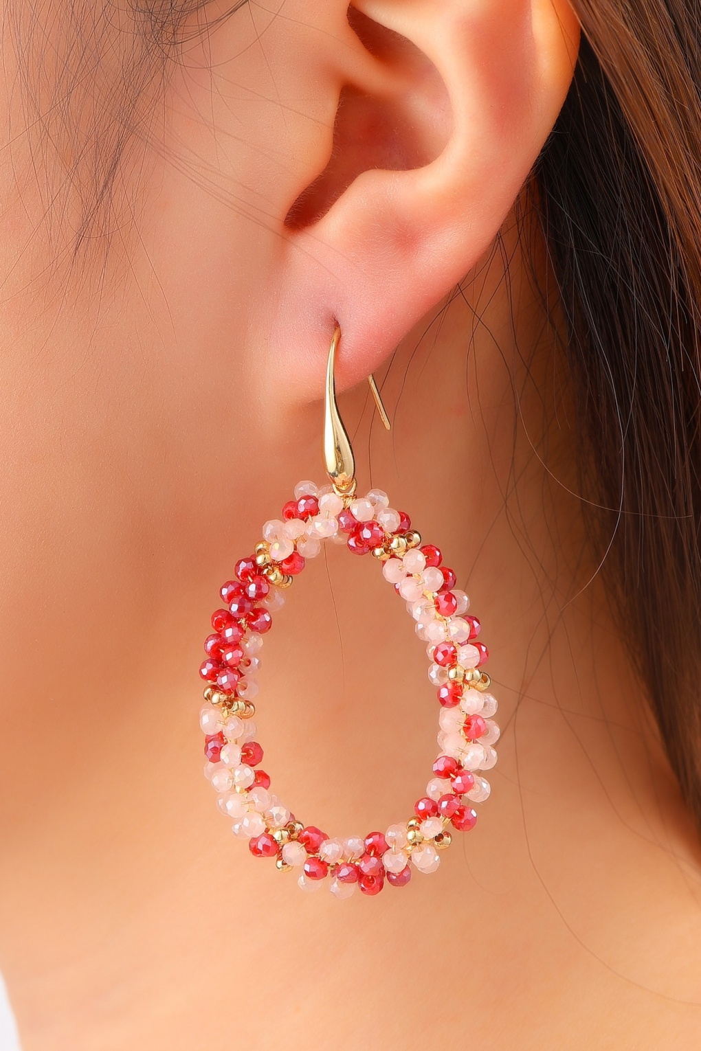 Beads Drop Dangle oorbellen in tomaat