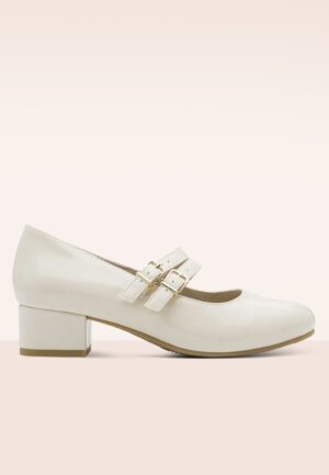 Delphine Softline Vegan lak pumps in ivoorwit