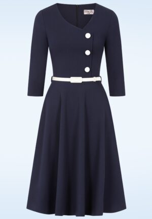 Topvintage exclusive ~ Betty swing jurk in navy