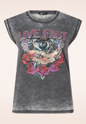 Live Fast T-shirt in antraciet