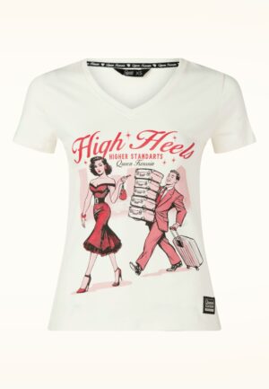 High Heels T-shirt in gebroken wit