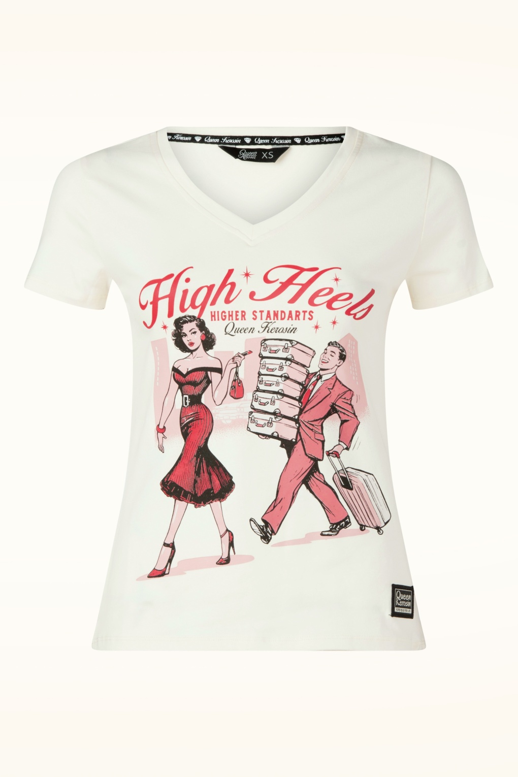 High Heels T-shirt in gebroken wit