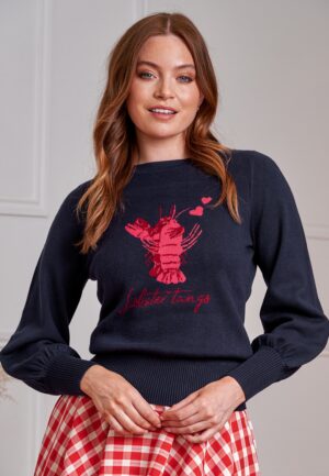 Joy Lobster gebreide trui in navy