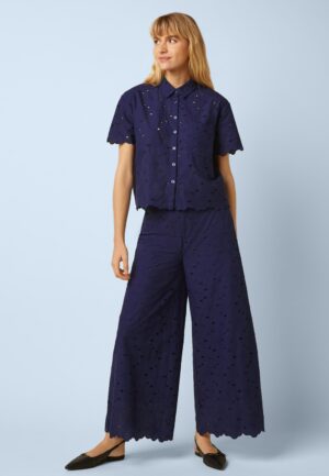 Ethel Brava Broderie pantalon in beacon blauw