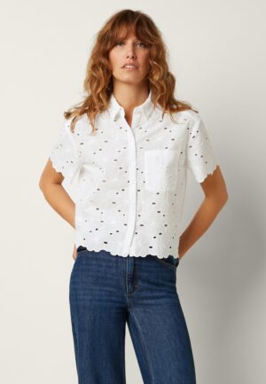 Evelina Brava Broderie blouse in wit