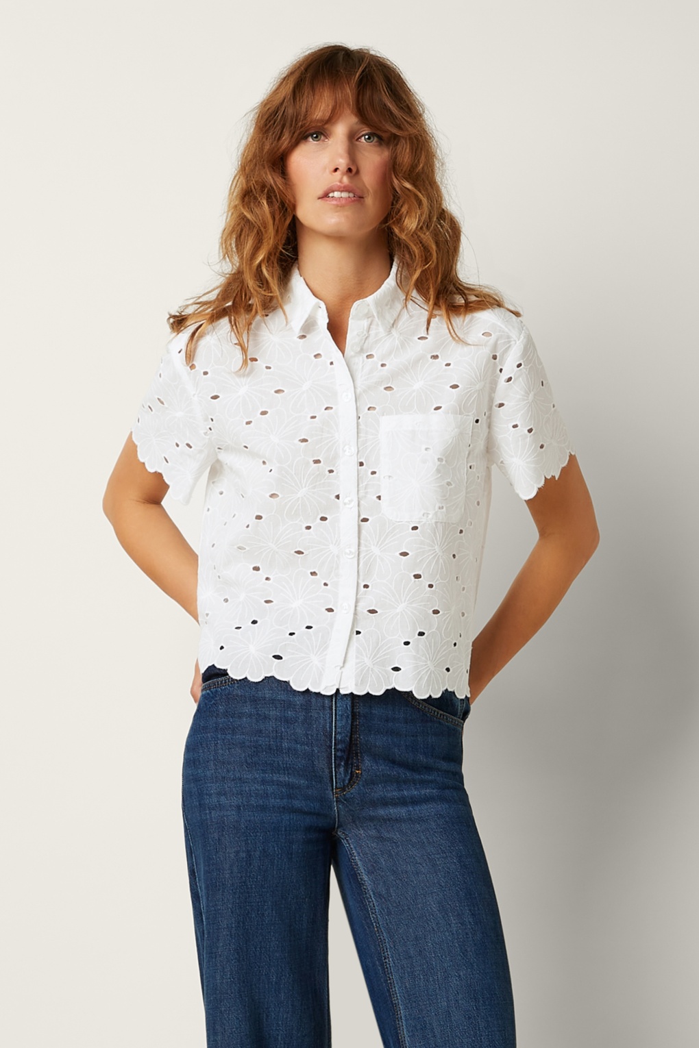 Evelina Brava Broderie blouse in wit