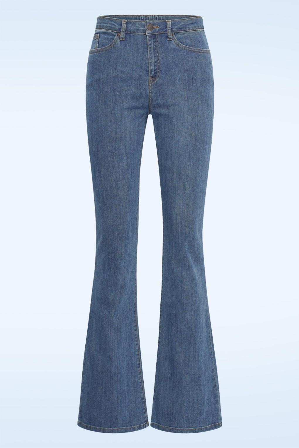 Dora katoenen flared jeans in gewassen middenblauw