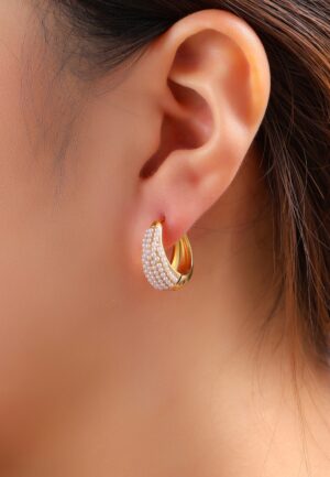 Pearly Drop Hoop oorbellen in goud