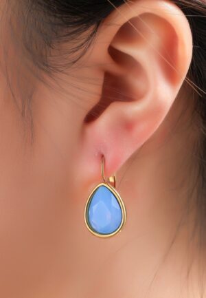 French Hook Big Drop Stone oorbellen in blauw