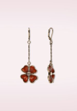 Fleur Éternelle oorbellen in goud en rood
