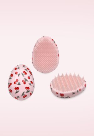 Ontwarrende borstel met kersjes in roze