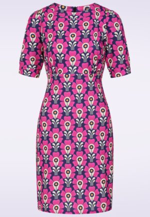 Topvintage exclusive ~ Aurora Floral a-lijn jurk in paars en roze