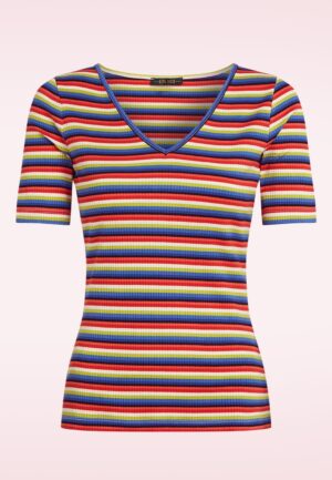 Carice Samui gestreepte V top in bluing