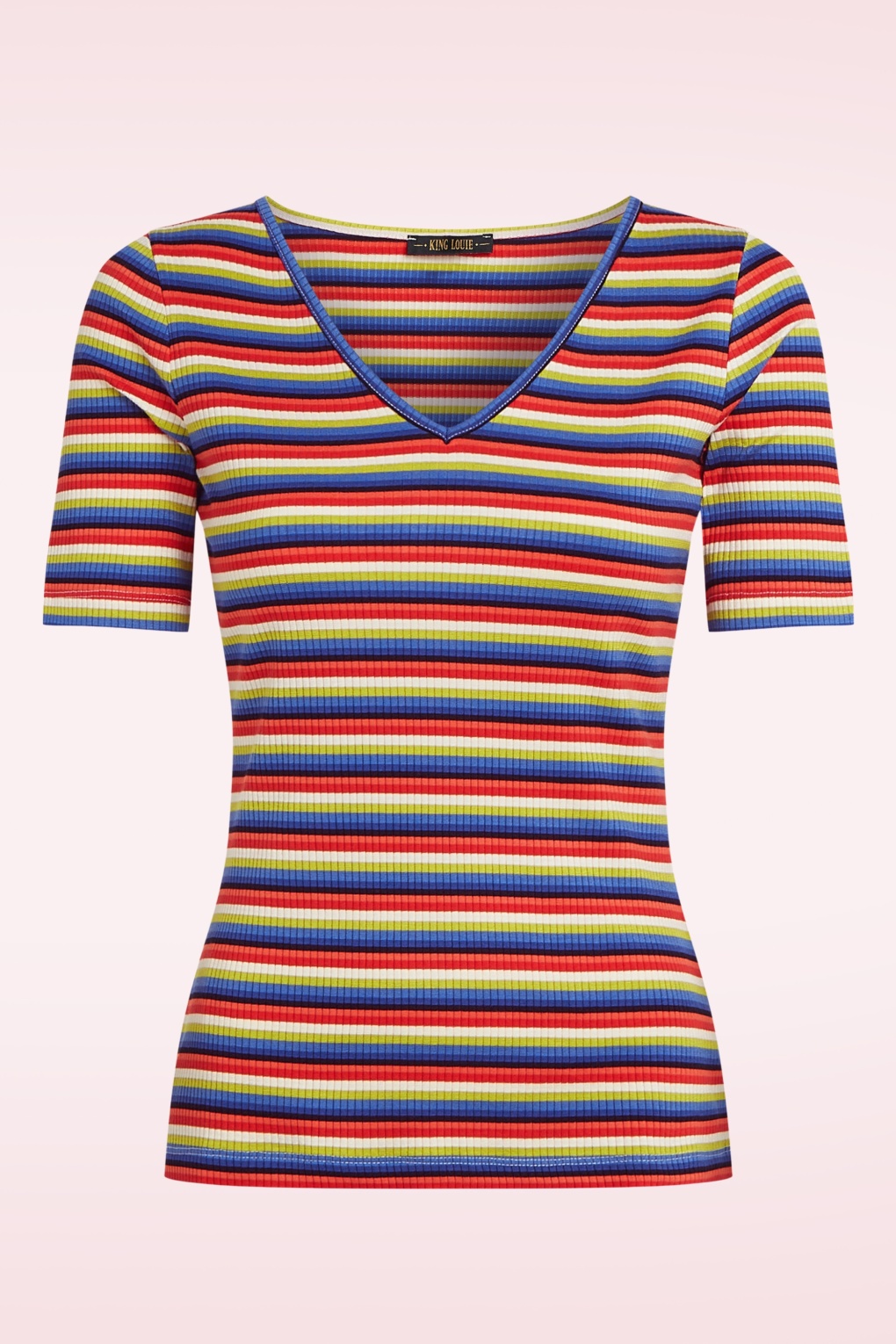 Carice Samui gestreepte V top in bluing