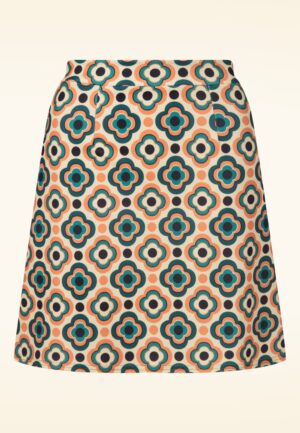 Topvintage exclusive ~ Bobby Retro rok in donker teal en oranje