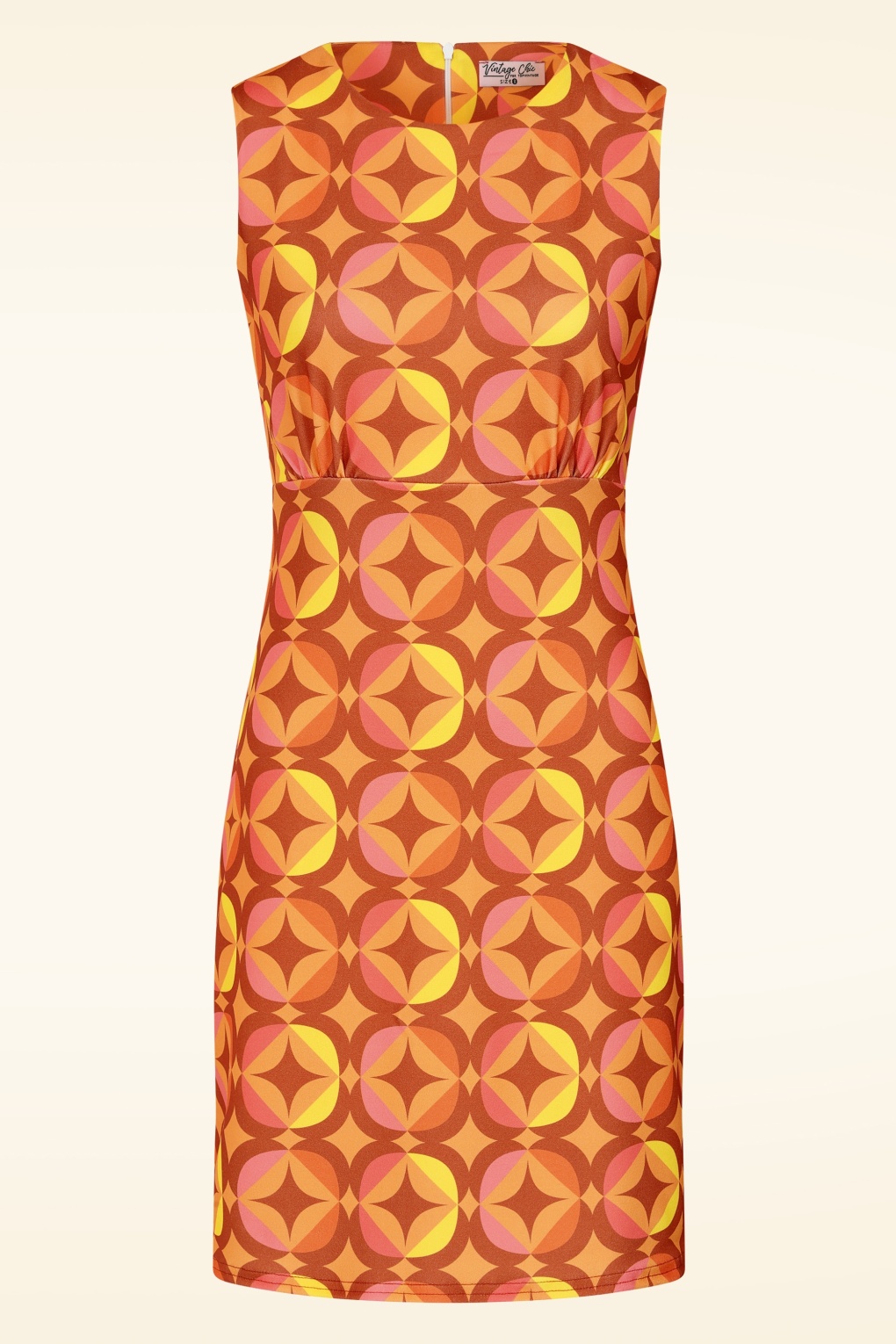 Topvintage exclusive ~ Betty geometrische jurk in oranje en geel