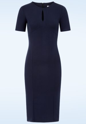 Topvintage exclusive ~ Mira pencil jurk in marineblauw