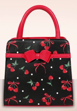 Cherries And Bows handtas in zwart