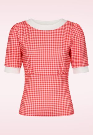 Topvintage exclusive ~ Cleo gingham top in rood en wit
